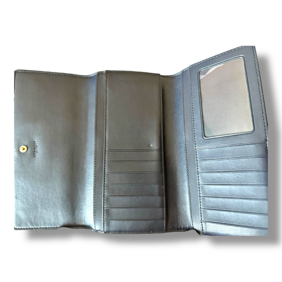 Coach Slim Navy Trifold Wallet in Leather & Canvas - Picture 7 of 7